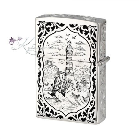 Зажигалка Zippo, корабль и маяк (Новинка)