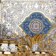 Сервиз чайный с позолотой и горячей эмалью, арт №7055