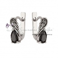 Серьги из серебра "Крылья" с агатом 8290/4